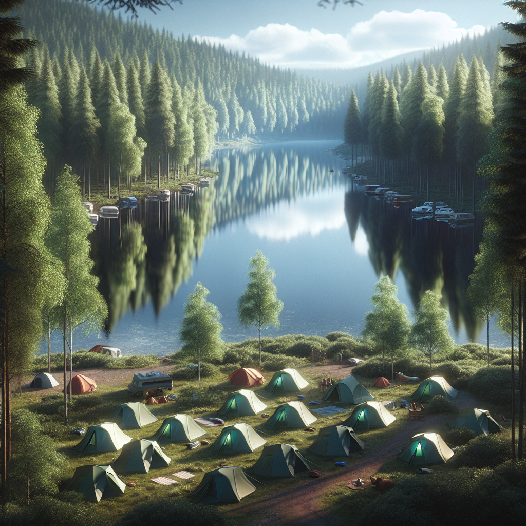 Adventure Guide: Everything You Need to Know About Jones Lake State Park 3 A picturesque campsite at Jones Lake State Park with tents set up near the lake surrounded by trees