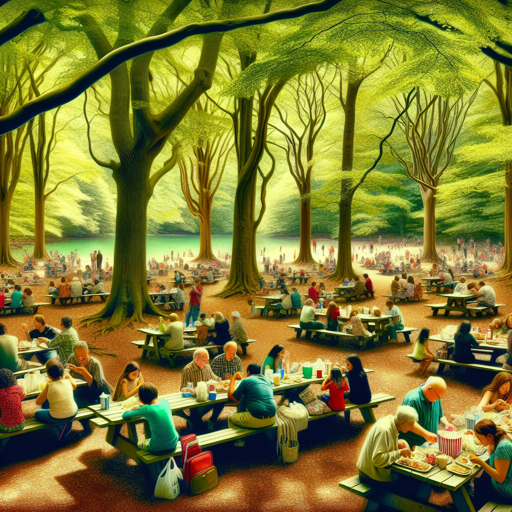 Exploring Poinsett State Park: The Mountain of the Midlands 3 A scenic picnic area in Poinsett State Park with families enjoying lunch under large trees