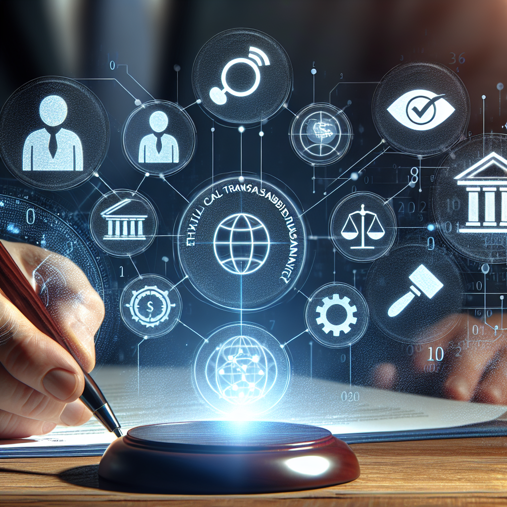 A visual representation of ethical data practices in customer engagement solutions with icons representing transparency, sustainability, and compliance