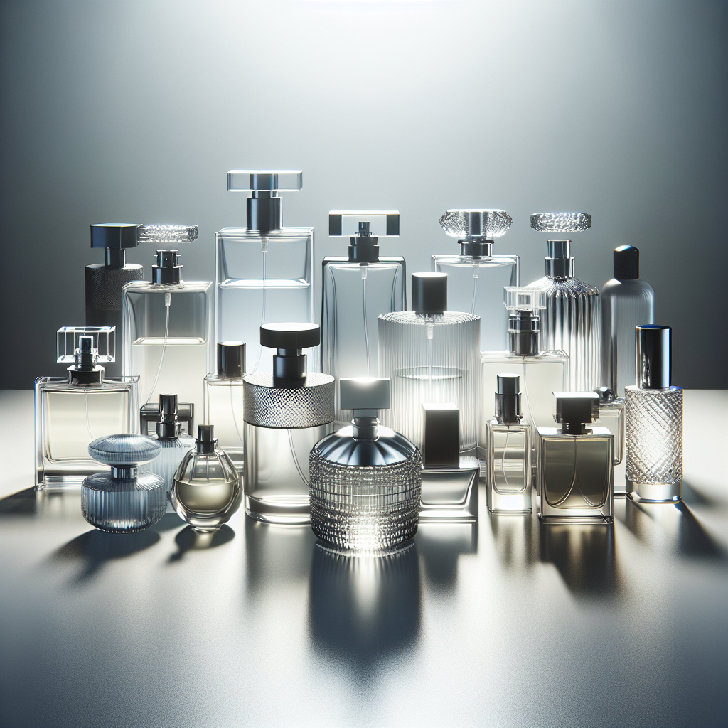 'An elegant display of various perfume bottles arranged artistically on a minimalist vanity, highlighting the concept of perfume layering.'