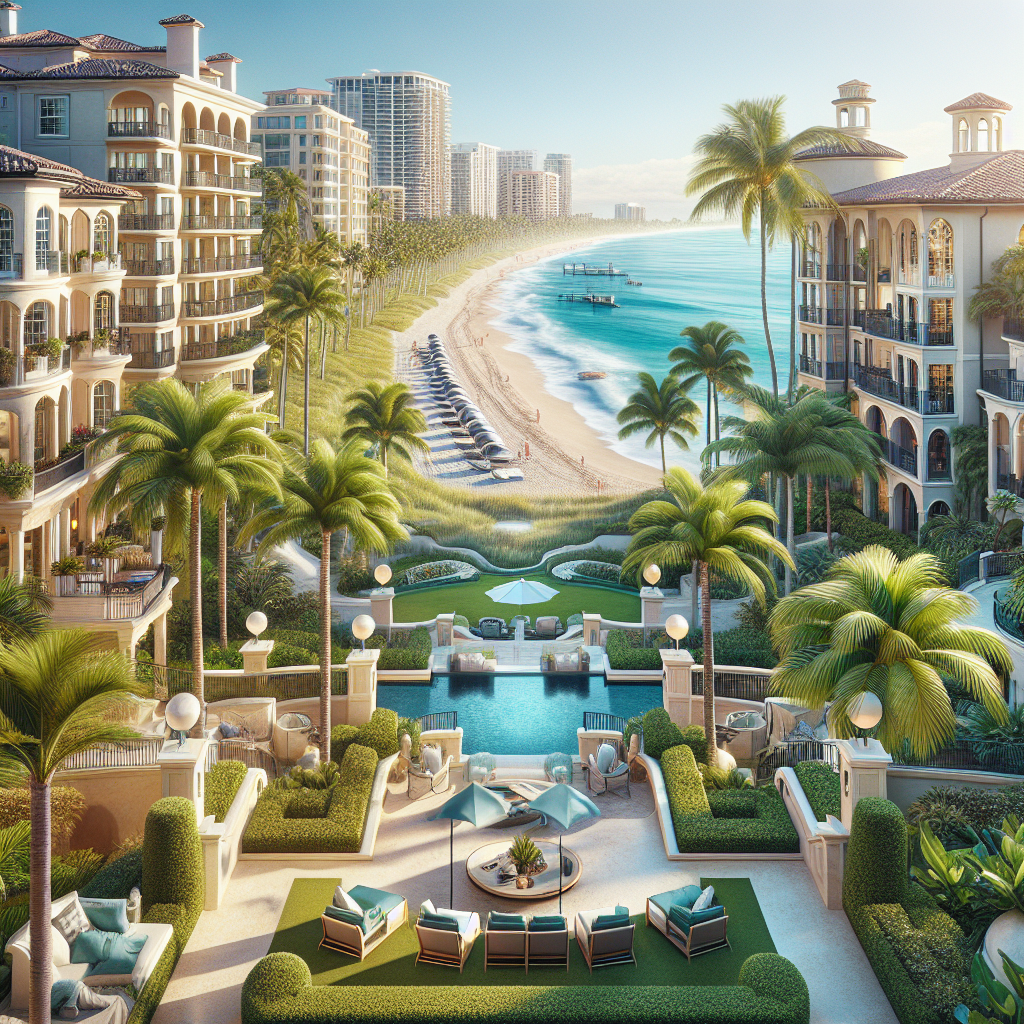 A beautiful view of Boca Raton with luxury apartments overlooking the beach