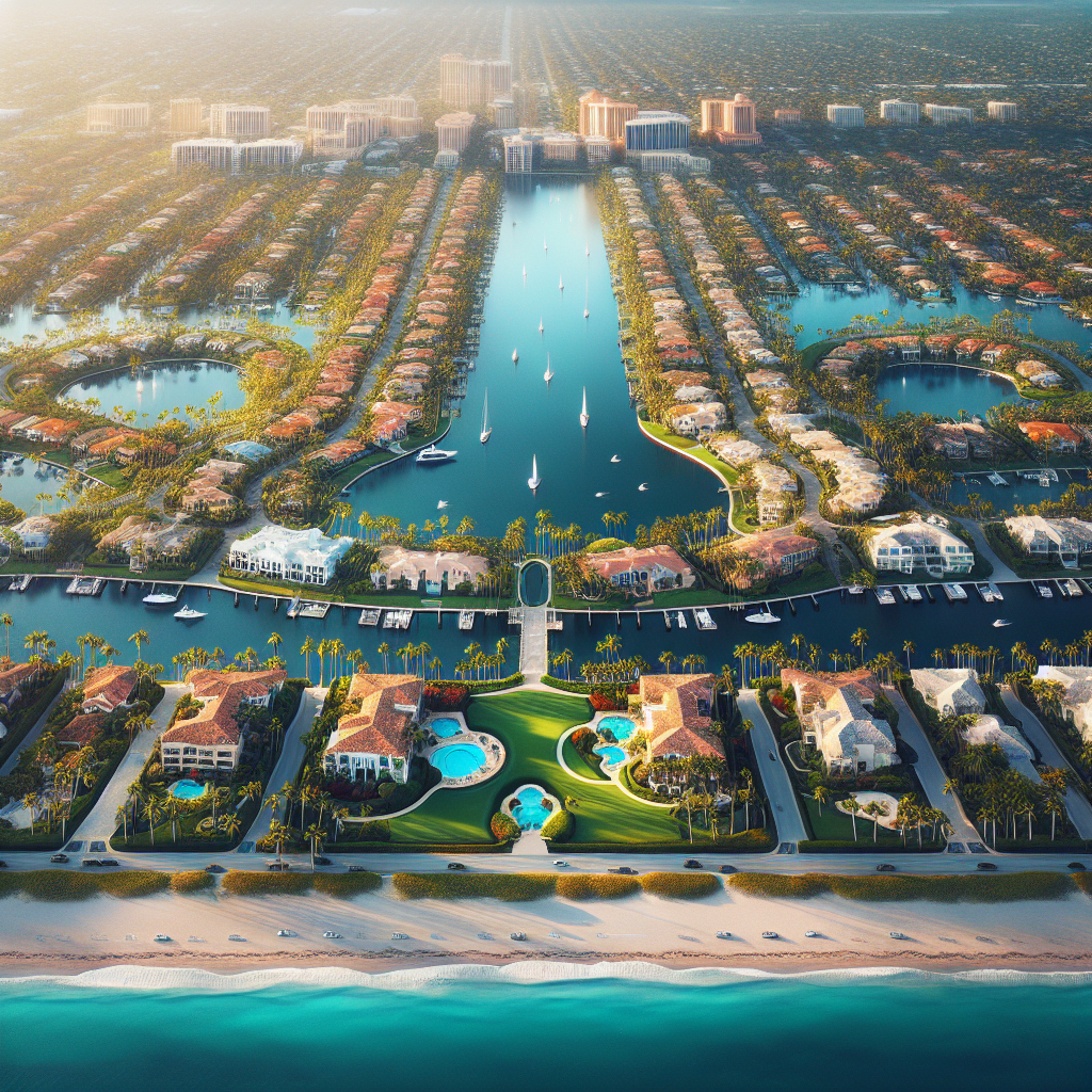 Aerial view of Palm Beach Gardens showing diverse neighborhoods with parks and apartment complexes