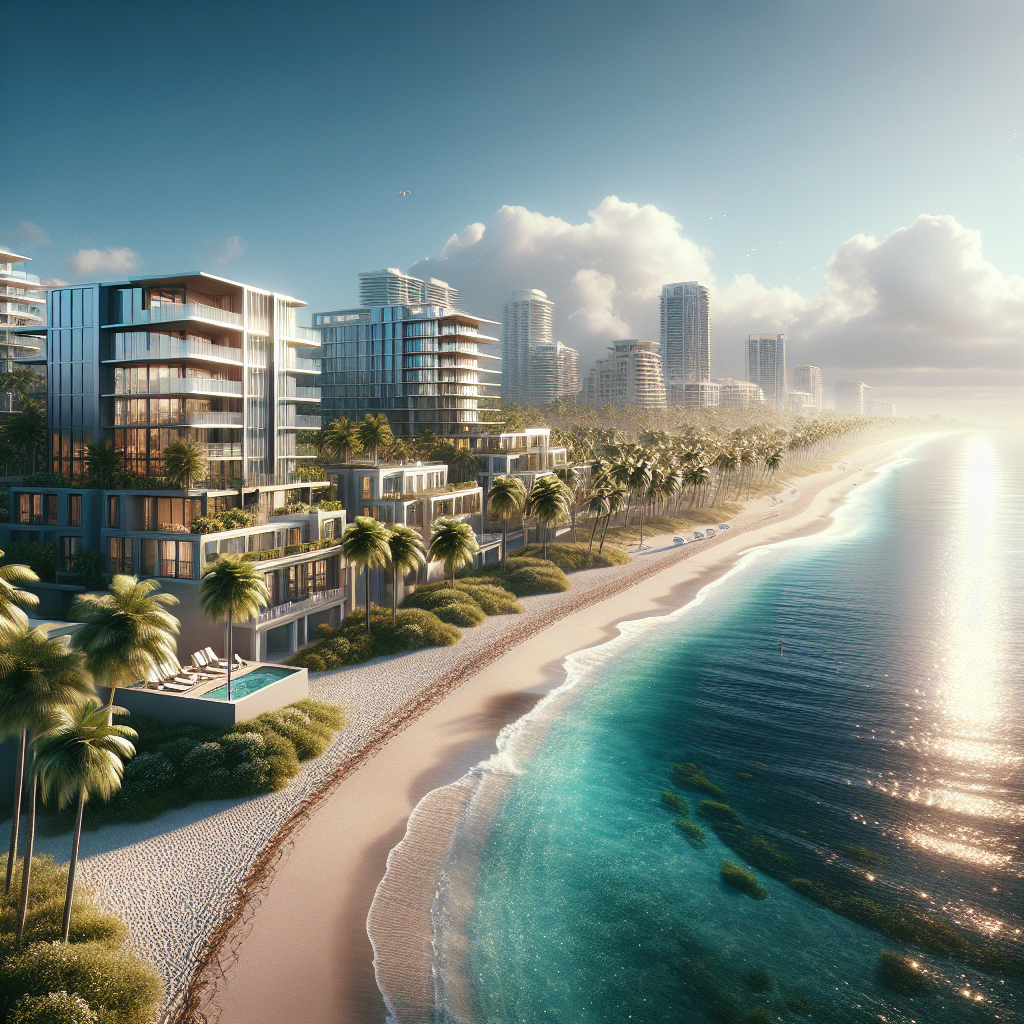 A beautiful view of Boca Raton beach with luxury apartments in the background