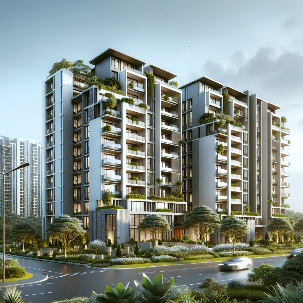 A beautiful exterior view of Boca Vue Apartments showcasing modern architecture surrounded by lush greenery