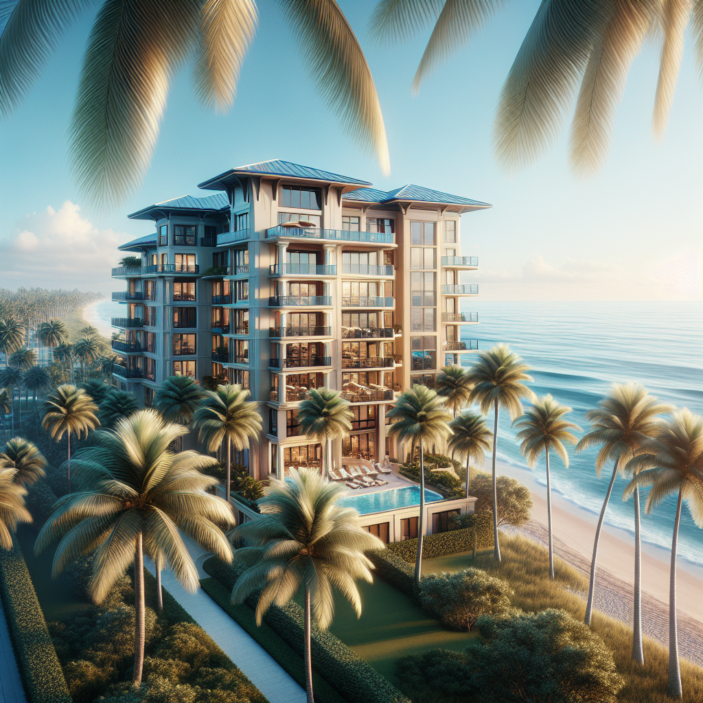 A beautiful beachfront condo in Boca Raton with palm trees and ocean view