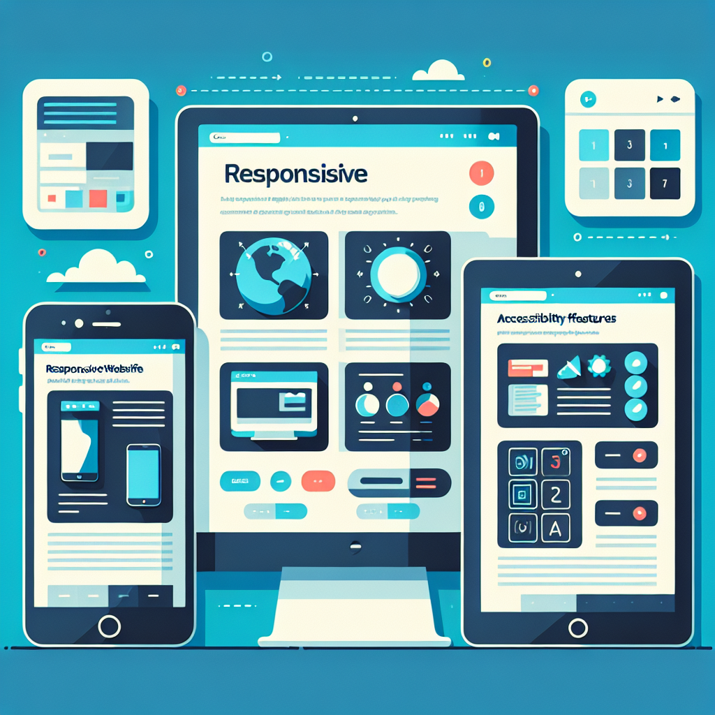 A visually appealing responsive website design showcasing various devices like mobile, tablet and desktop with accessibility features highlighted