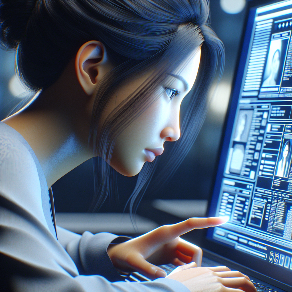 A user testing an interface on a computer, observing their reactions and interactions with the design