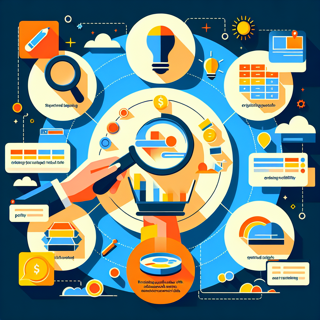 A visually appealing infographic illustrating the concept of rich snippets in search results, with examples of structured data and enhanced visibility in search engines
