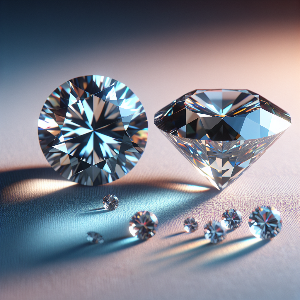 A side-by-side comparison of diamonds and moissanite gemstones showcasing their brilliance and clarity under natural light