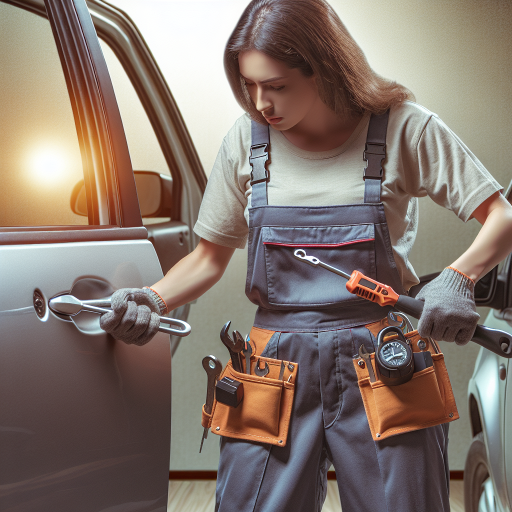 A skilled locksmith unlocking a car door using specialized tools