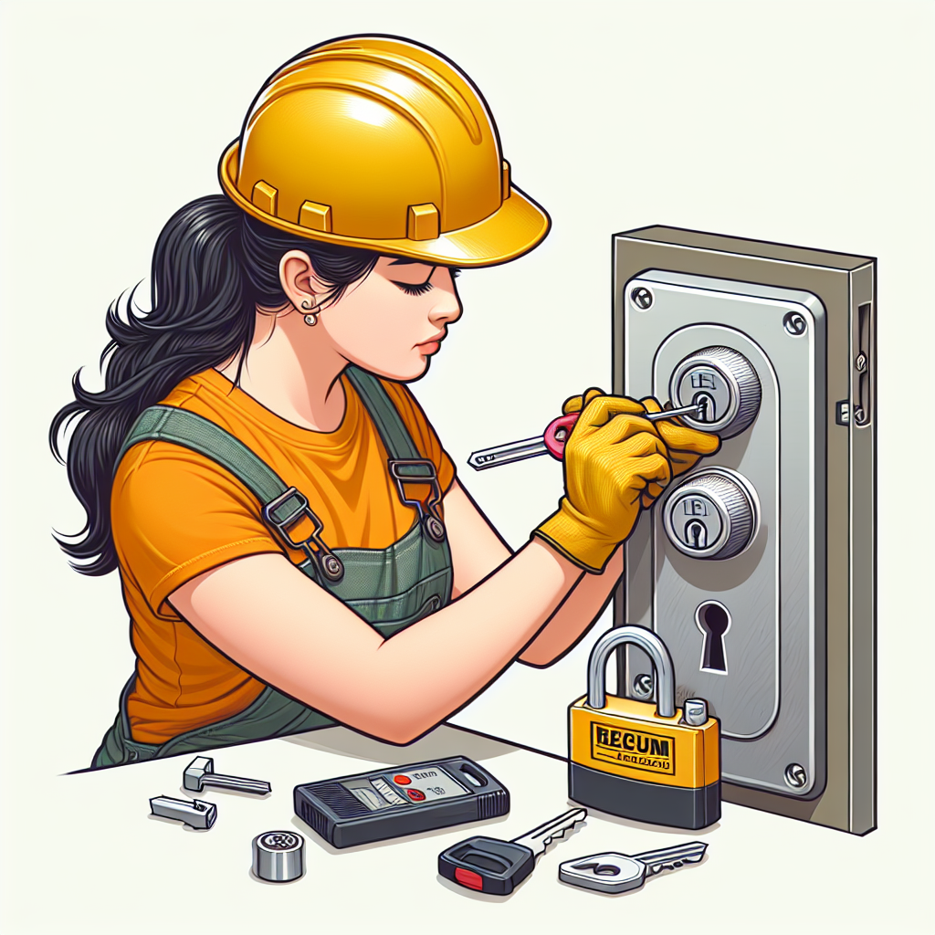 A professional locksmith demonstrating the rekeying process on a door lock