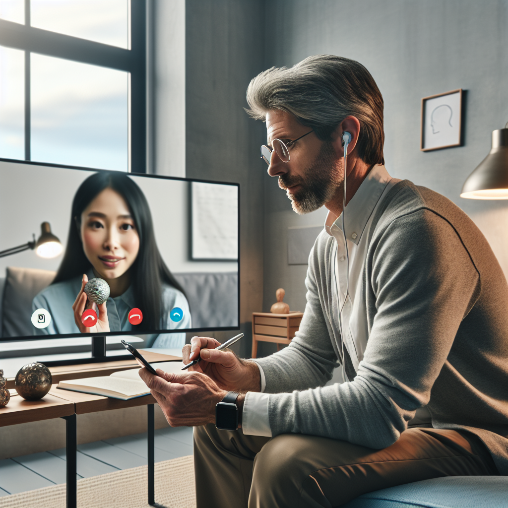 A therapist utilizing technology during a counseling session with a client via video call, showcasing modern advanced behavioral therapy practices
