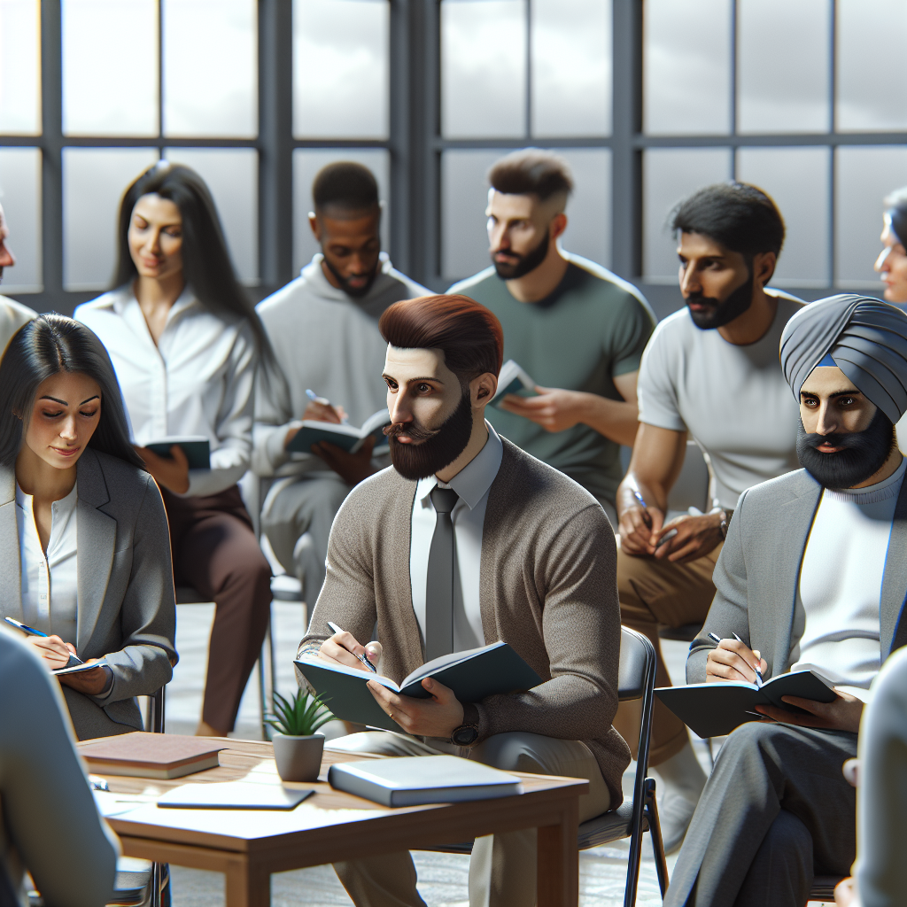 A diverse group of therapists engaged in a professional development workshop focused on advanced behavioral therapy techniques