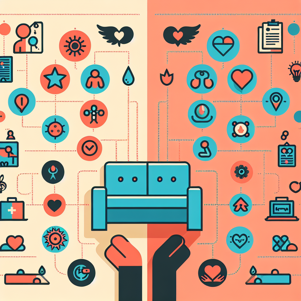 A visual comparison chart illustrating key differences between trauma-informed care and traditional therapy with icons representing each aspect