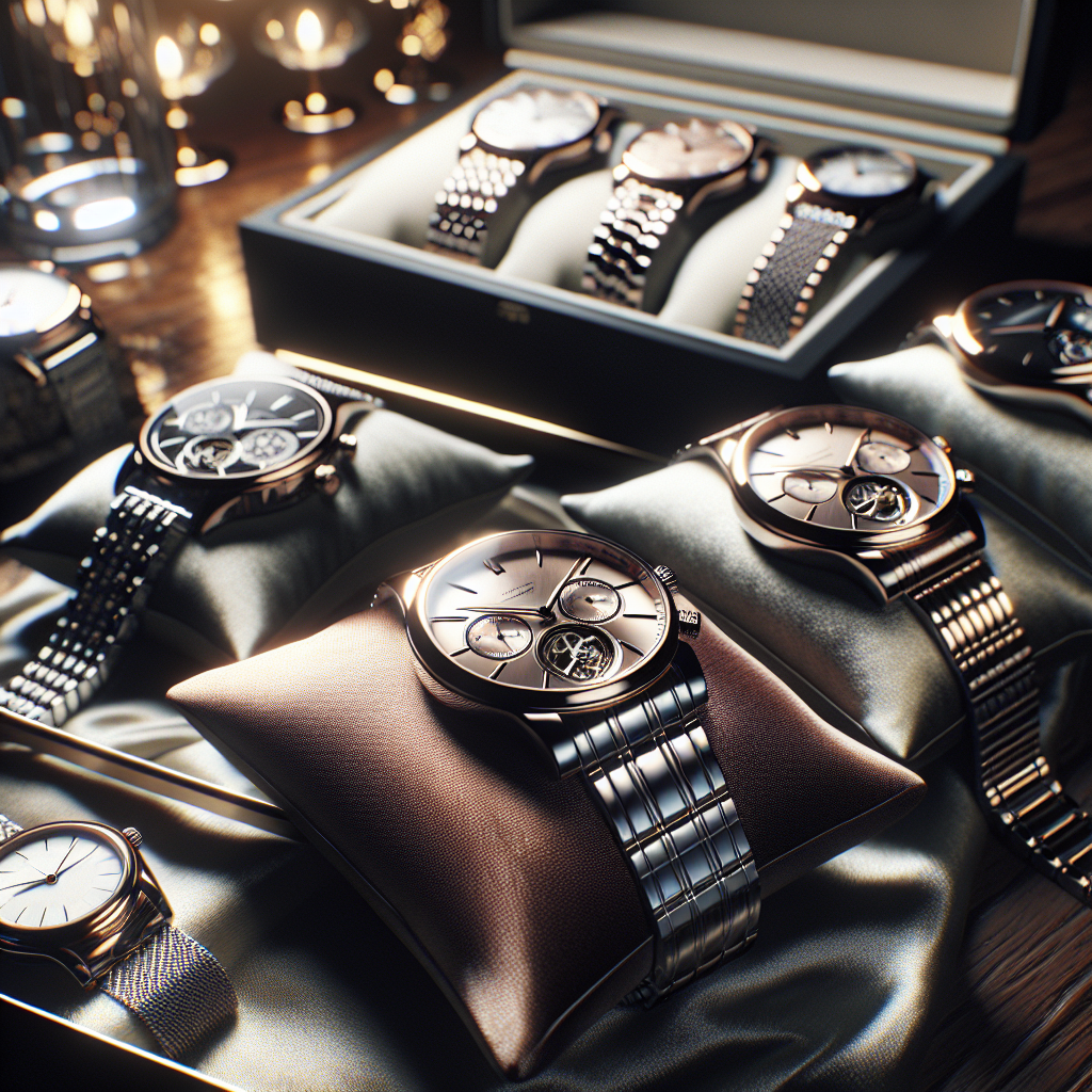 A luxurious display of various Fr&eacute;d&eacute;rique Constant timepieces showcasing elegant designs, automatic movements, and classic styling in an upscale setting.