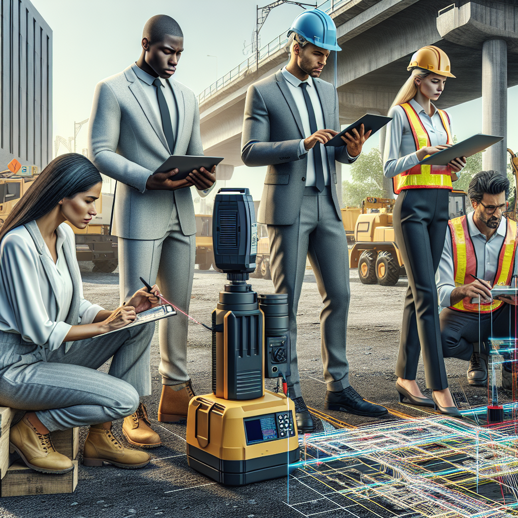 A construction team using advanced technology for utility location on-site
