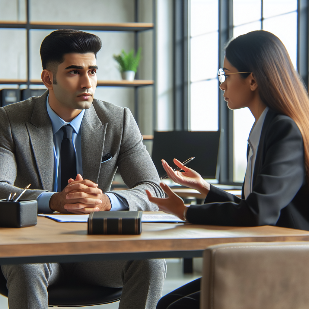 A person discussing their personal injury claim with an attorney in a modern office setting