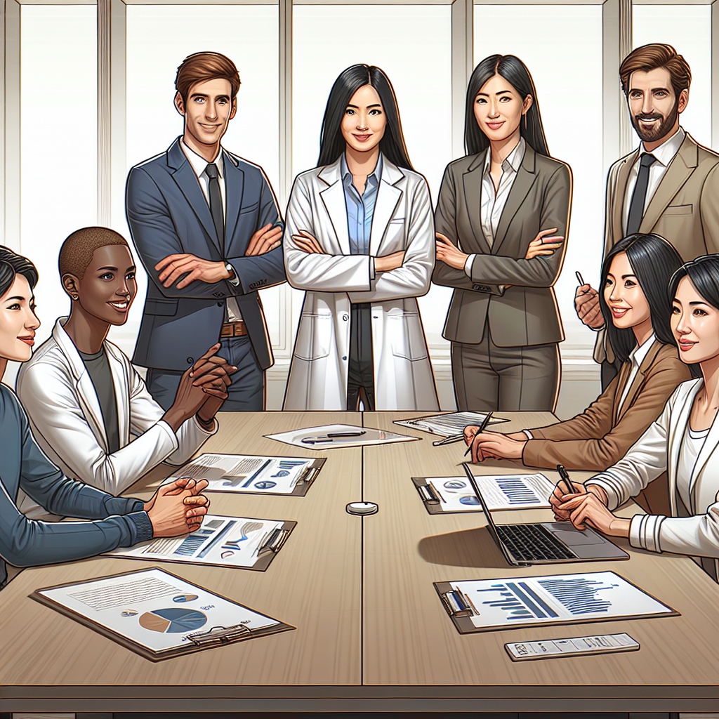 A diverse group of professionals engaging in a team meeting with clear communication and positive body language