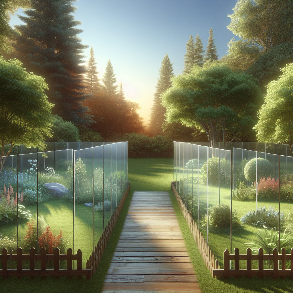 A serene garden with clear fences representing emotional boundaries