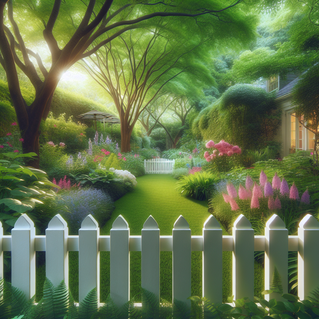 A serene garden with a white picket fence symbolizing personal boundaries