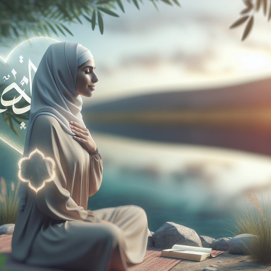 A serene woman enjoying a peaceful moment in nature during her self-care routine