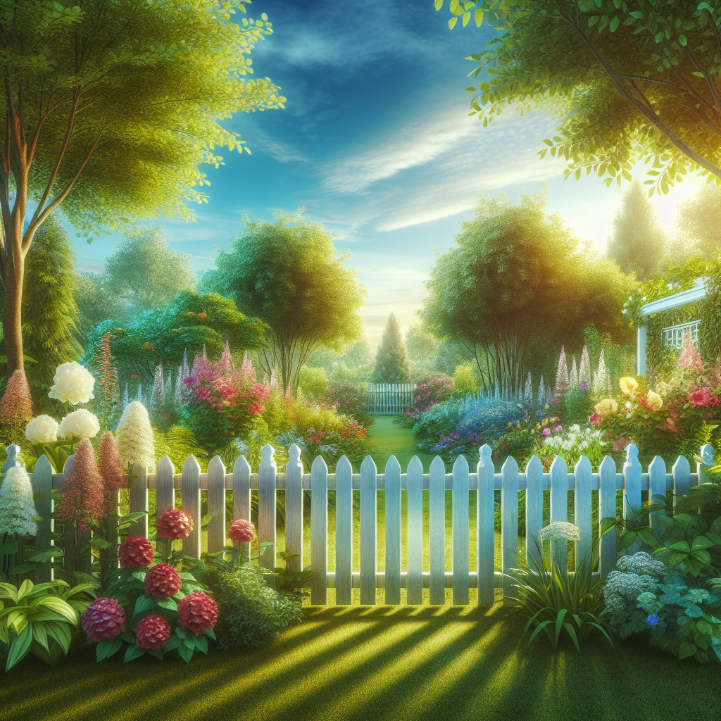 A serene garden with a white picket fence symbolizing healthy boundaries