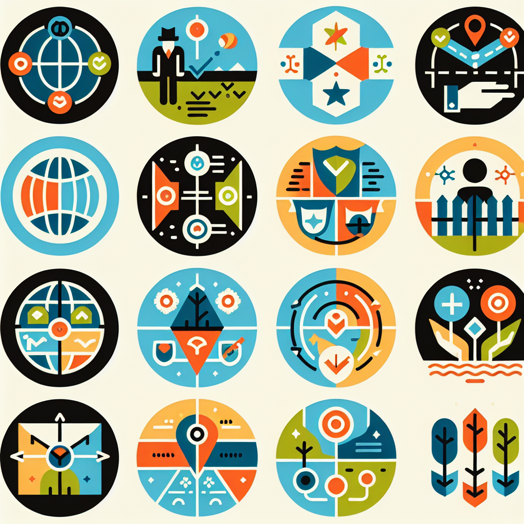 A colorful infographic illustrating different types of boundaries with icons representing each type