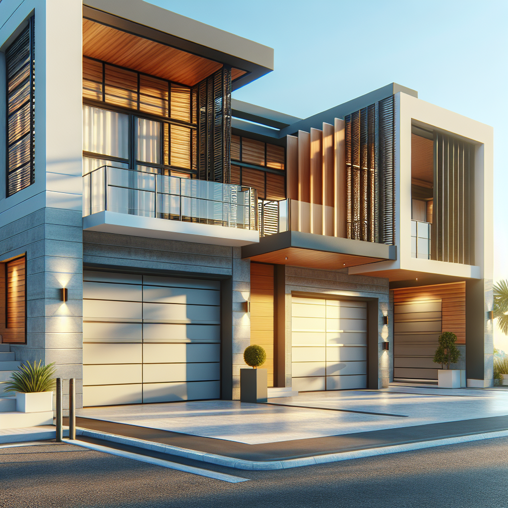 A modern home with a stylish new garage door in Miami, showcasing various styles including steel and wooden doors