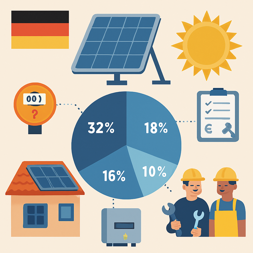 A detailed infographic showing the cost breakdown of solar energy systems in Germany including installation and maintenance costs