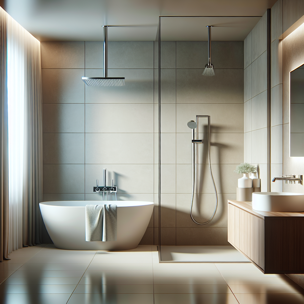 A modern bathroom with stylish fixtures and a relaxing atmosphere