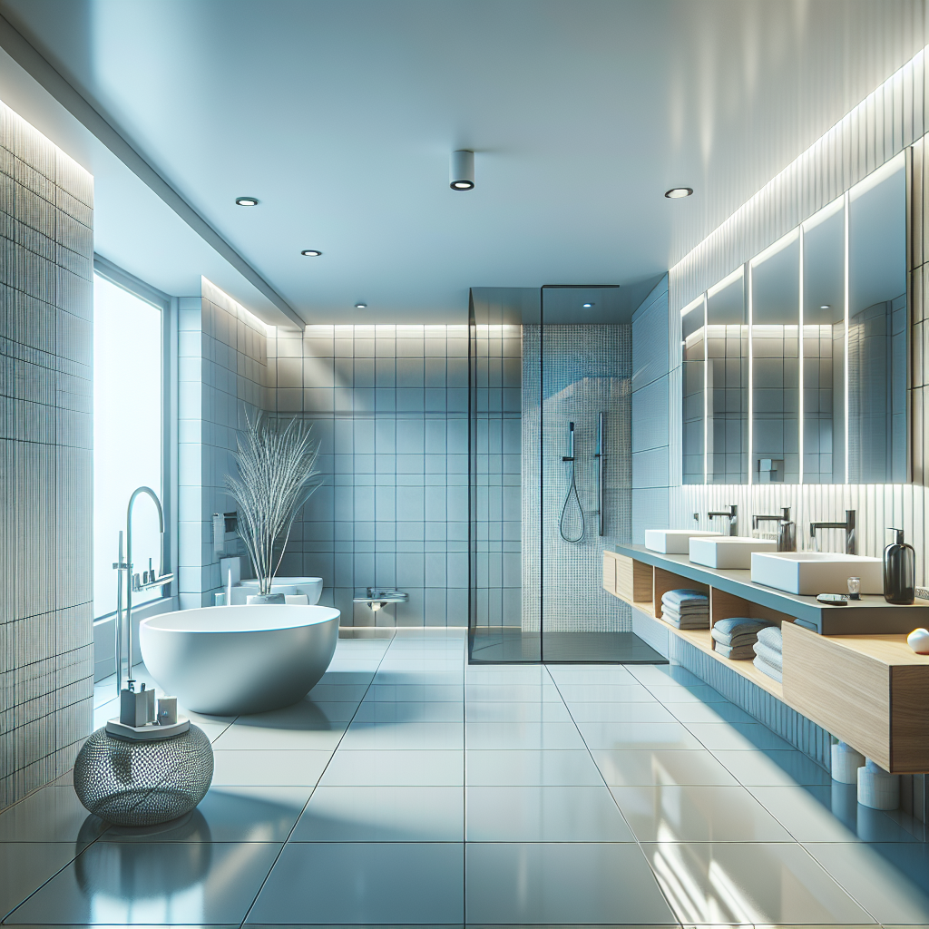 A modern and stylish bathroom renovation with sleek fixtures and innovative design elements