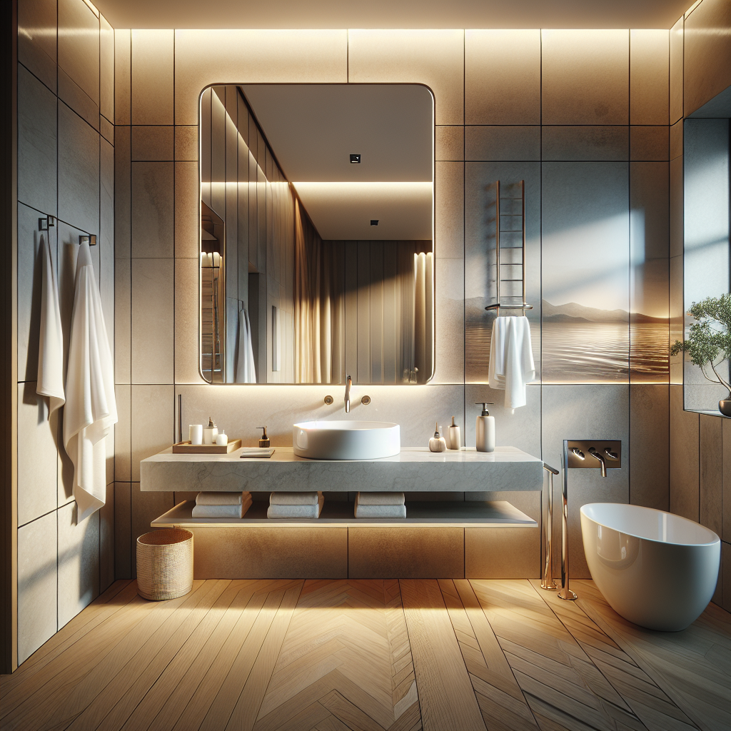 A modern bathroom with elegant tiles and stylish fixtures