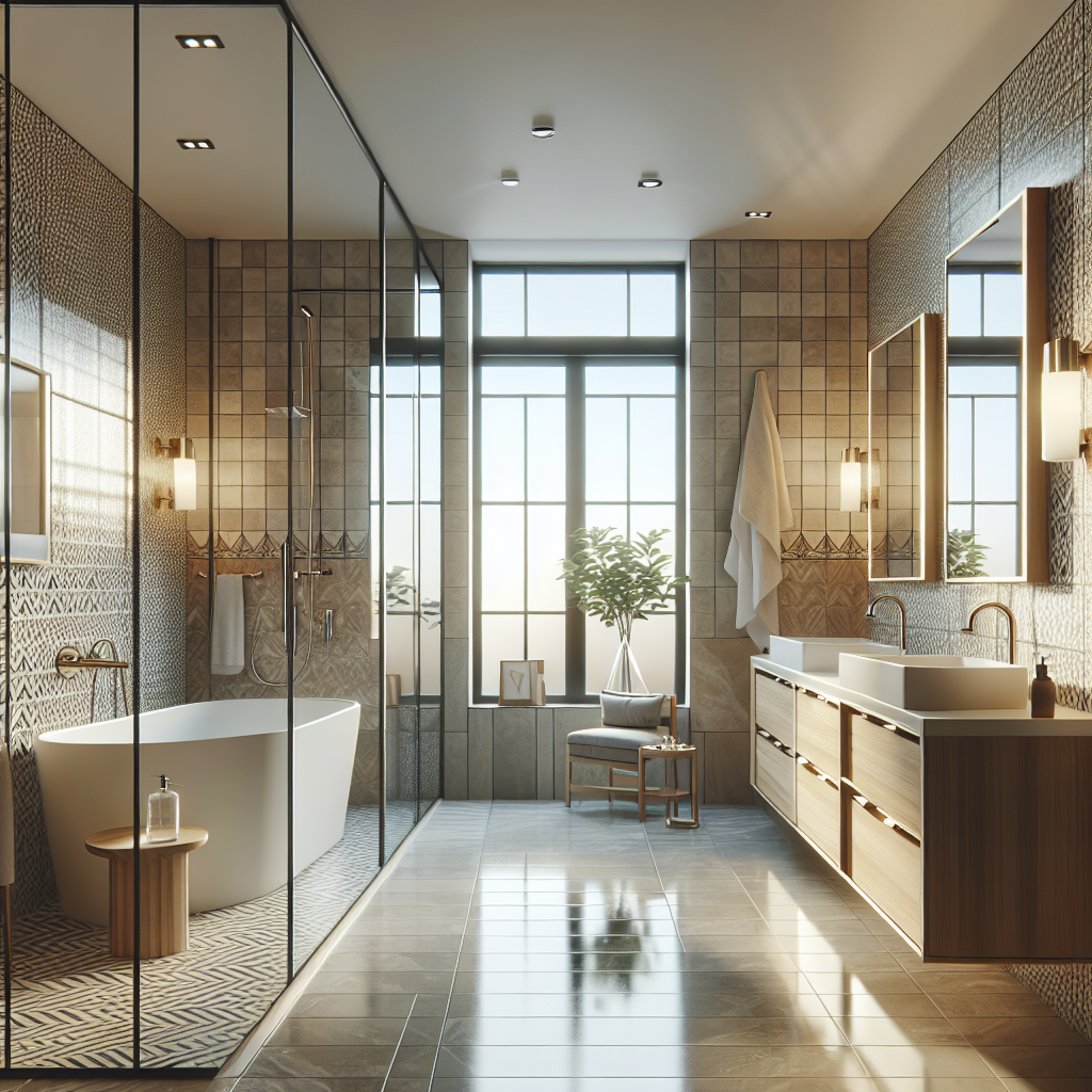 A beautifully renovated modern bathroom with luxury fixtures and stylish design elements