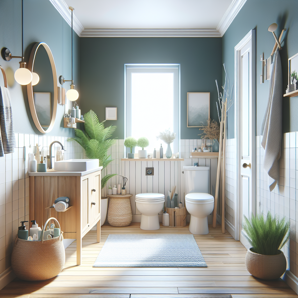 A cozy and stylishly renovated small bathroom with modern fixtures and bright colors