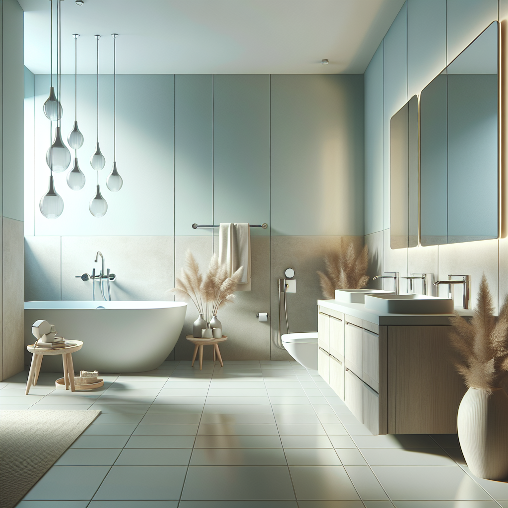 A beautifully designed modern bathroom with elegant fixtures and soothing colors