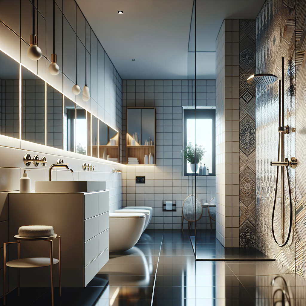A beautifully modern bathroom renovation showcasing trendy fixtures and stylish tiles