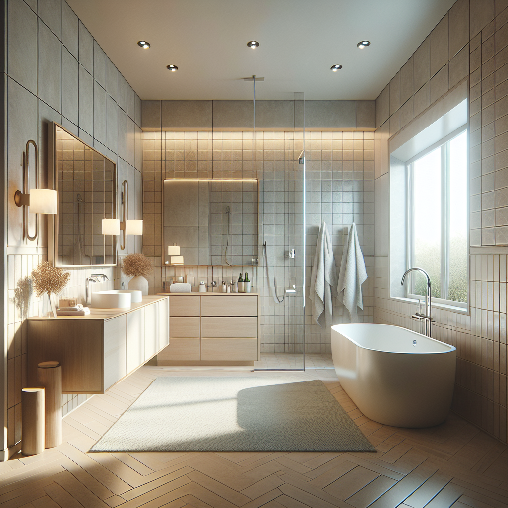 A beautifully renovated bathroom with modern fixtures and relaxing ambiance