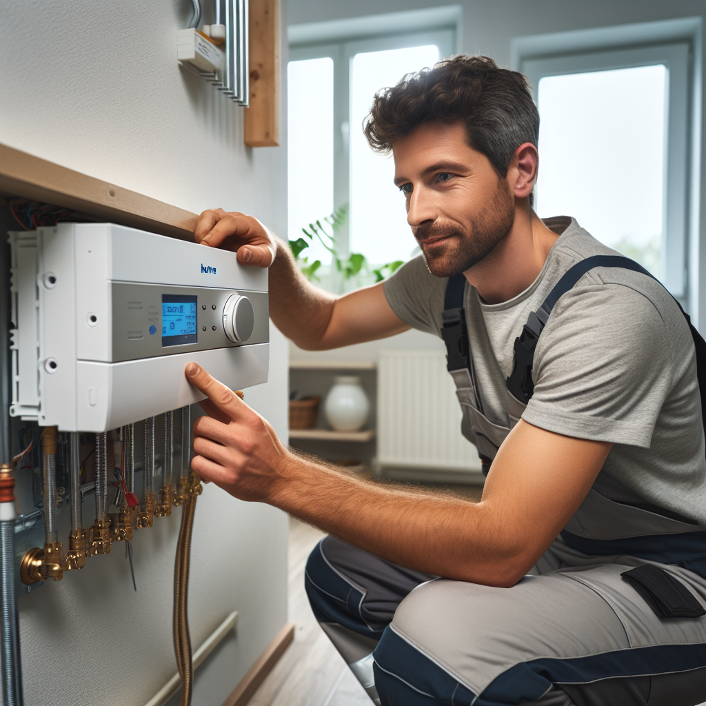 A technician installing a modern heating system in a home in Bonn