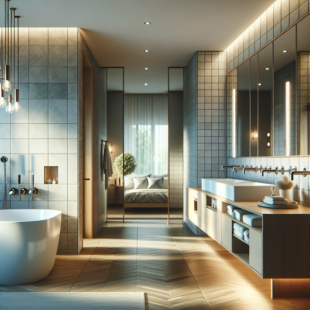 A beautifully renovated modern bathroom with elegant fixtures and stylish design elements