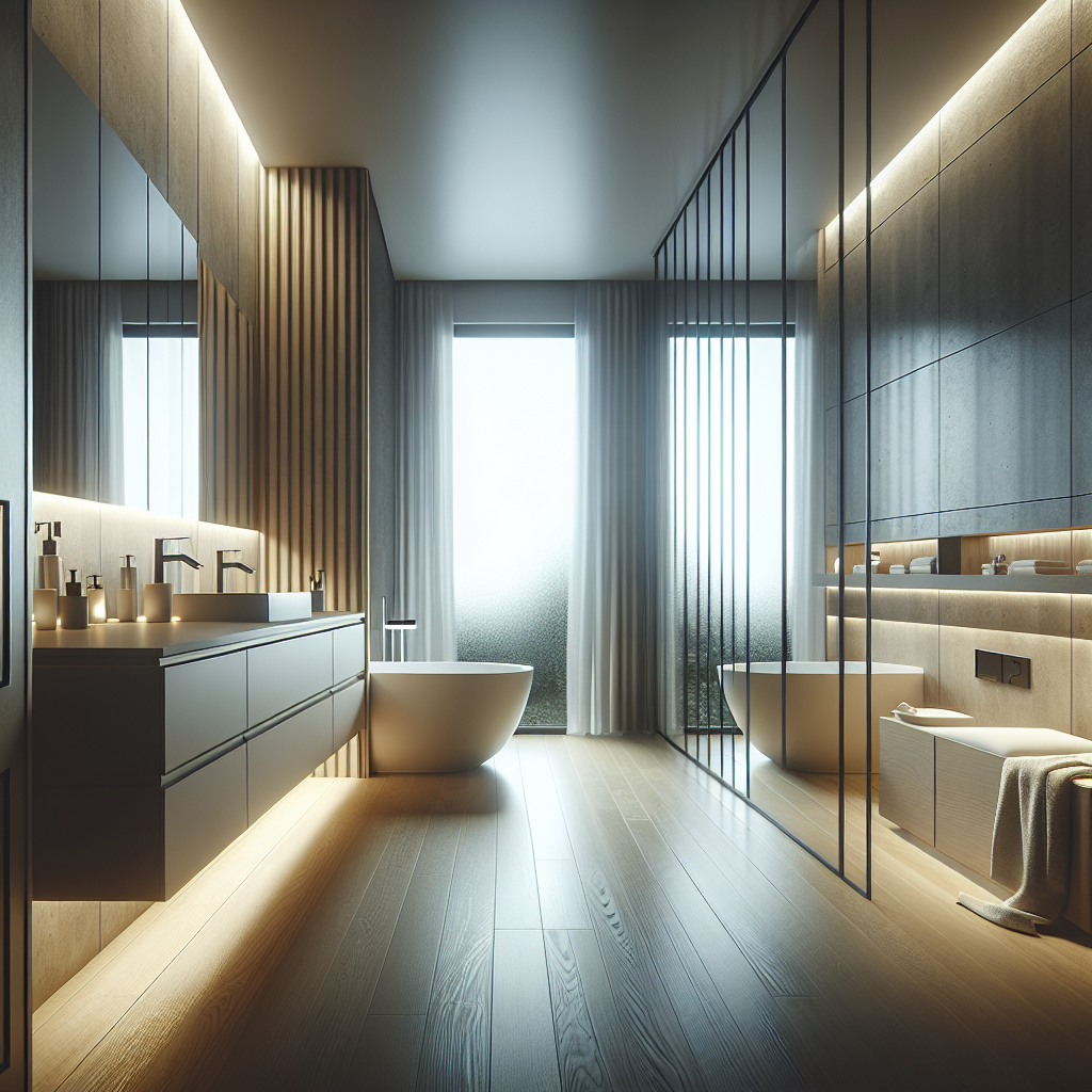 A modern bathroom design showcasing effective lighting and space-saving solutions