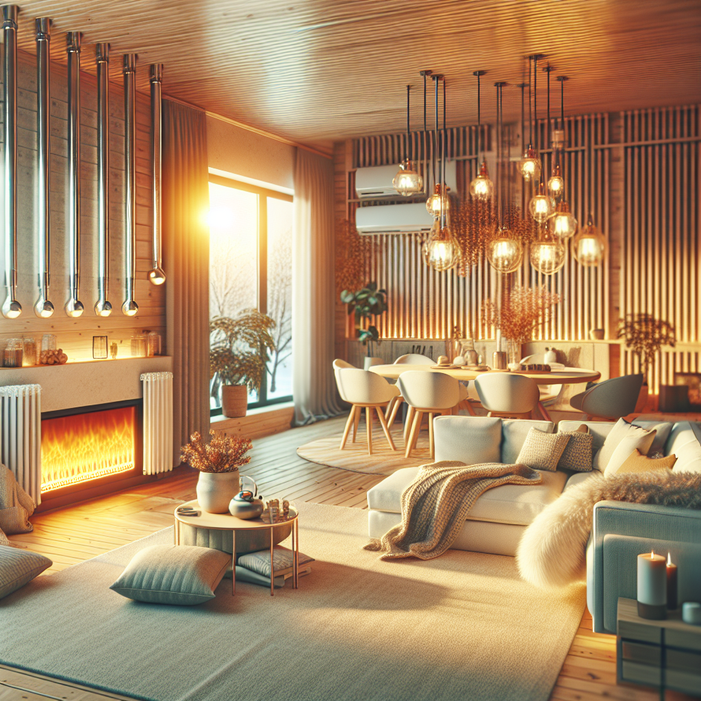 A cozy home interior with modern heating solutions and energy-efficient systems