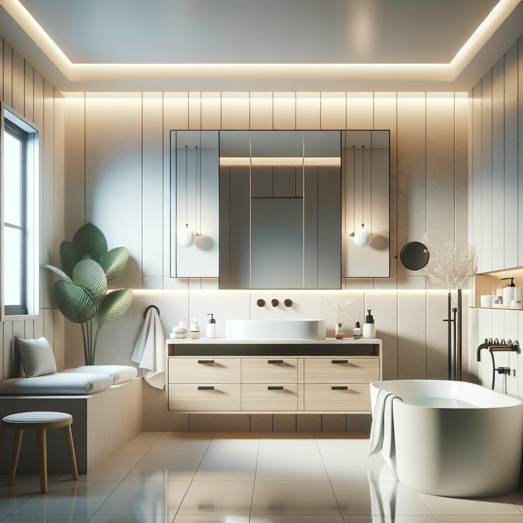 A modern bathroom design with stylish fixtures and a clean layout