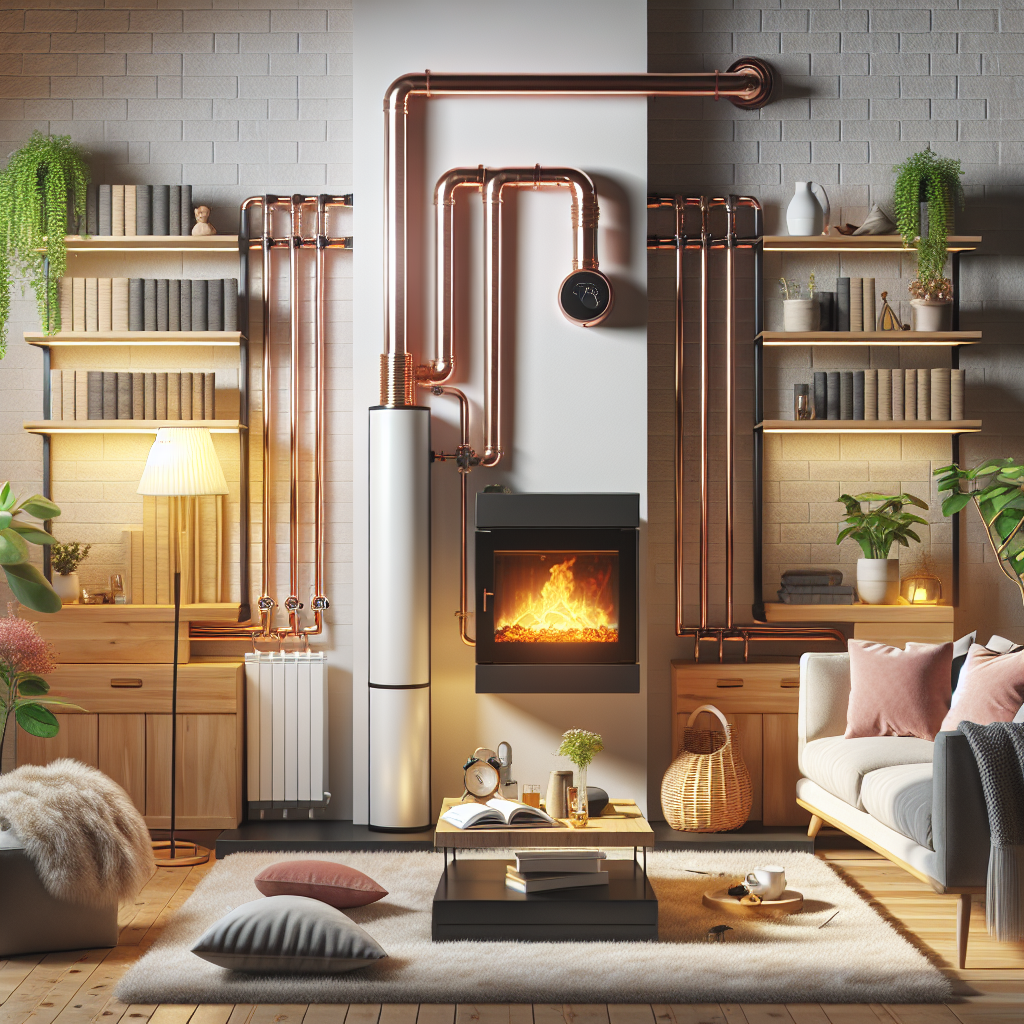A modern oil heating system installation in a cozy home environment