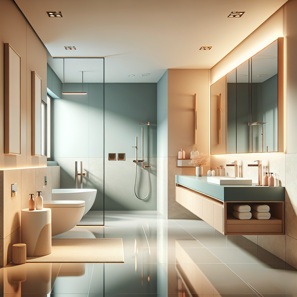 A beautifully renovated bathroom showcasing modern design elements and fixtures
