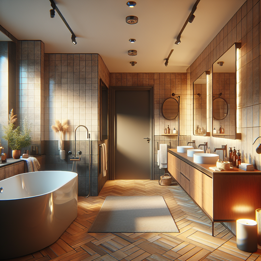 A modern bathroom with underfloor heating and stylish fixtures