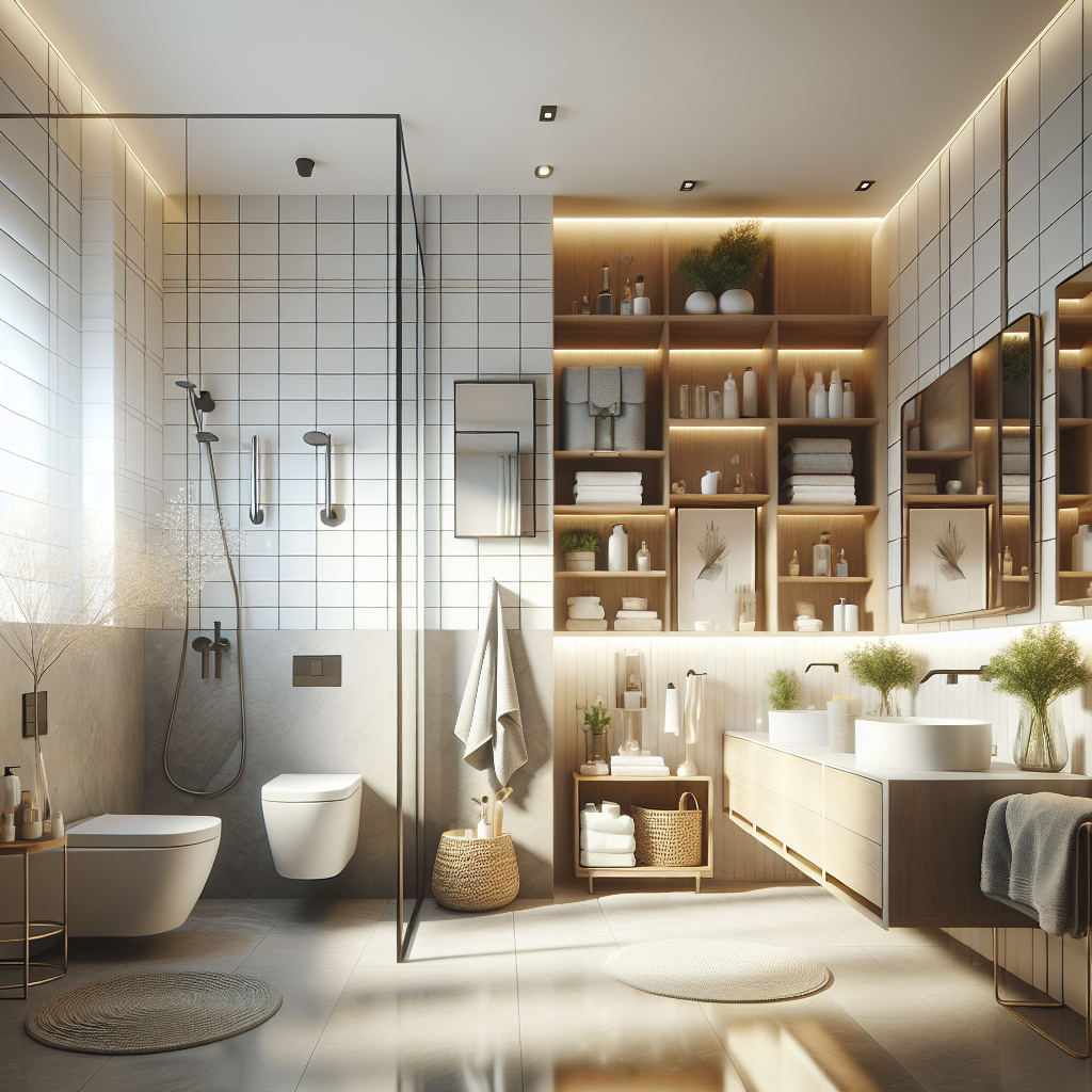 A beautifully renovated bathroom showcasing modern design elements and efficient space usage