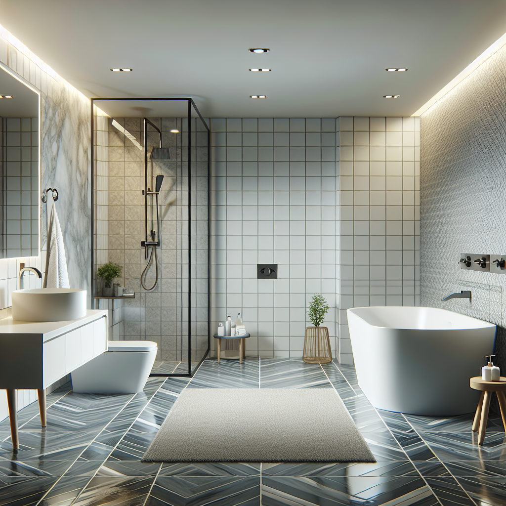 A modern bathroom renovation design with elegant fixtures and stylish tiles
