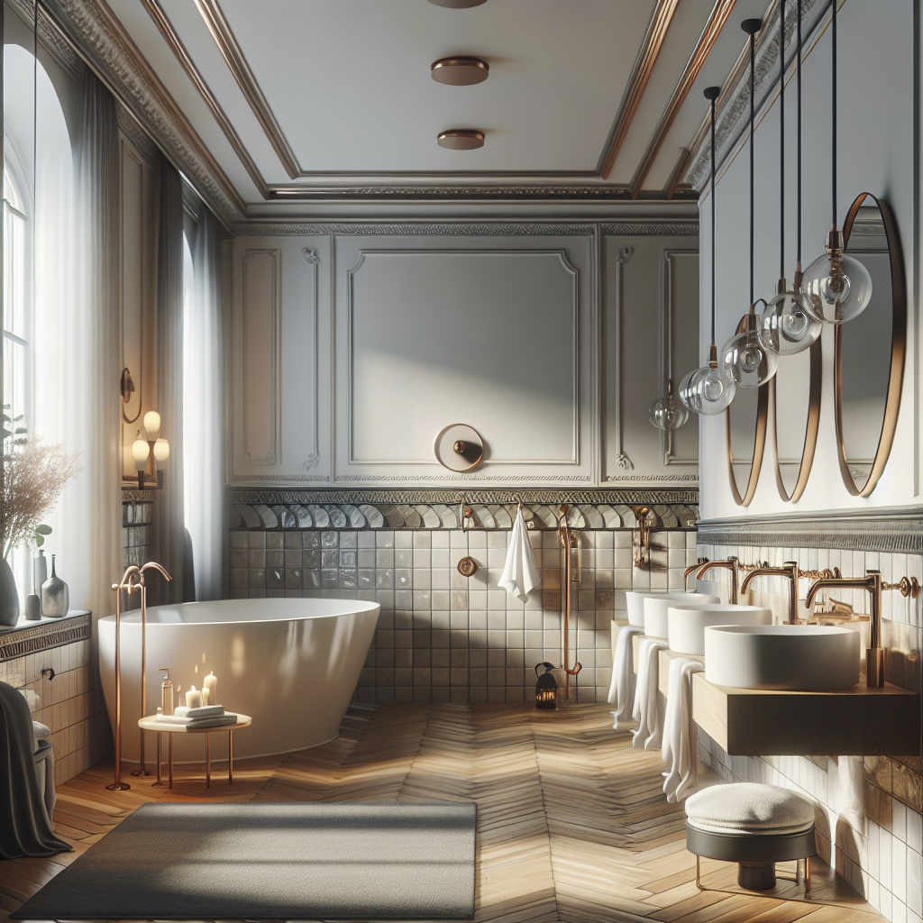 A beautifully renovated modern bathroom with elegant fixtures and stylish tiles