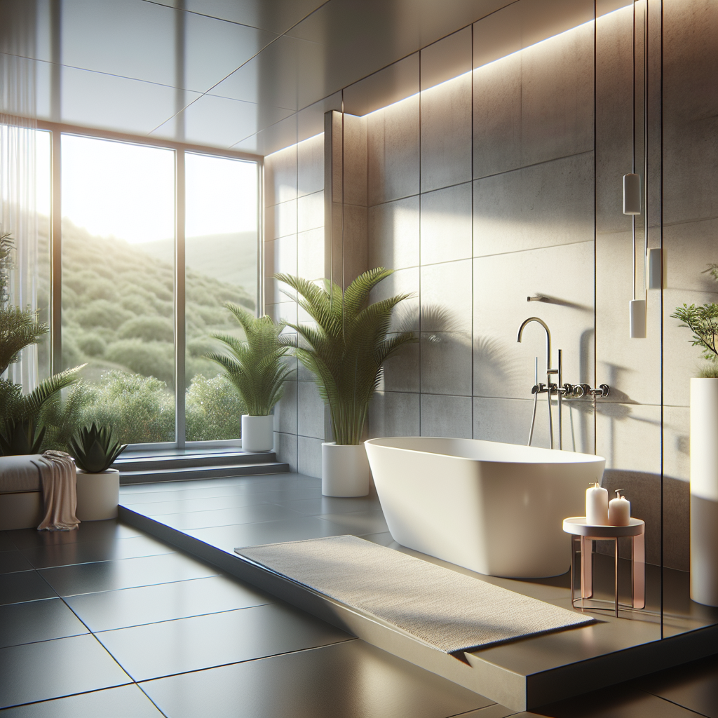 A luxurious bathroom with a freestanding bathtub and modern fixtures