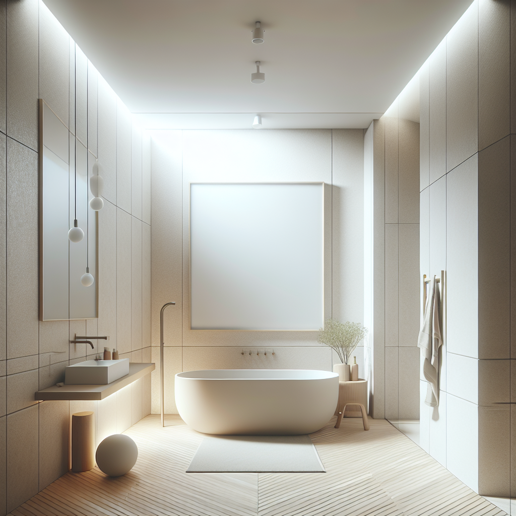 A modern bathroom with minimalist design and eco-friendly materials